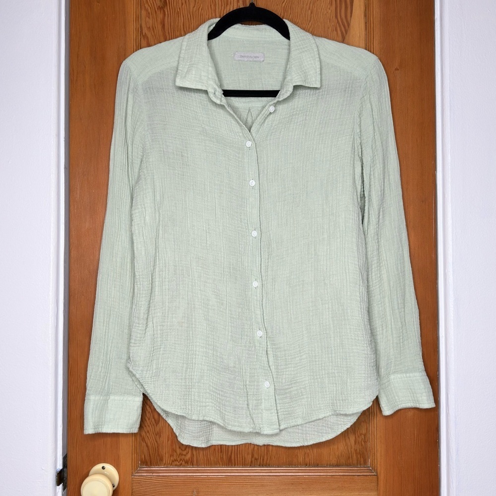 outerknown gauzy organic cotton button up long sleeve shirt